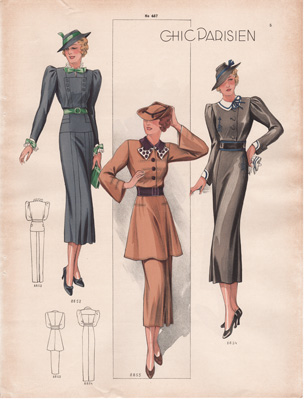 Vintage French fashion prints 1936